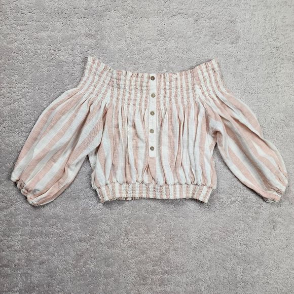 Vintage Havana Tops - Vintage Havana crop off the shoulder striped boho top Size Medium